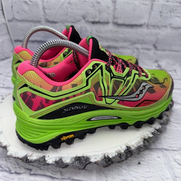 Saucony Xodus 6.0 Vibram Trail Running Shoes Women's Size 8 Neon Sneakers - Picture 9 of 13
